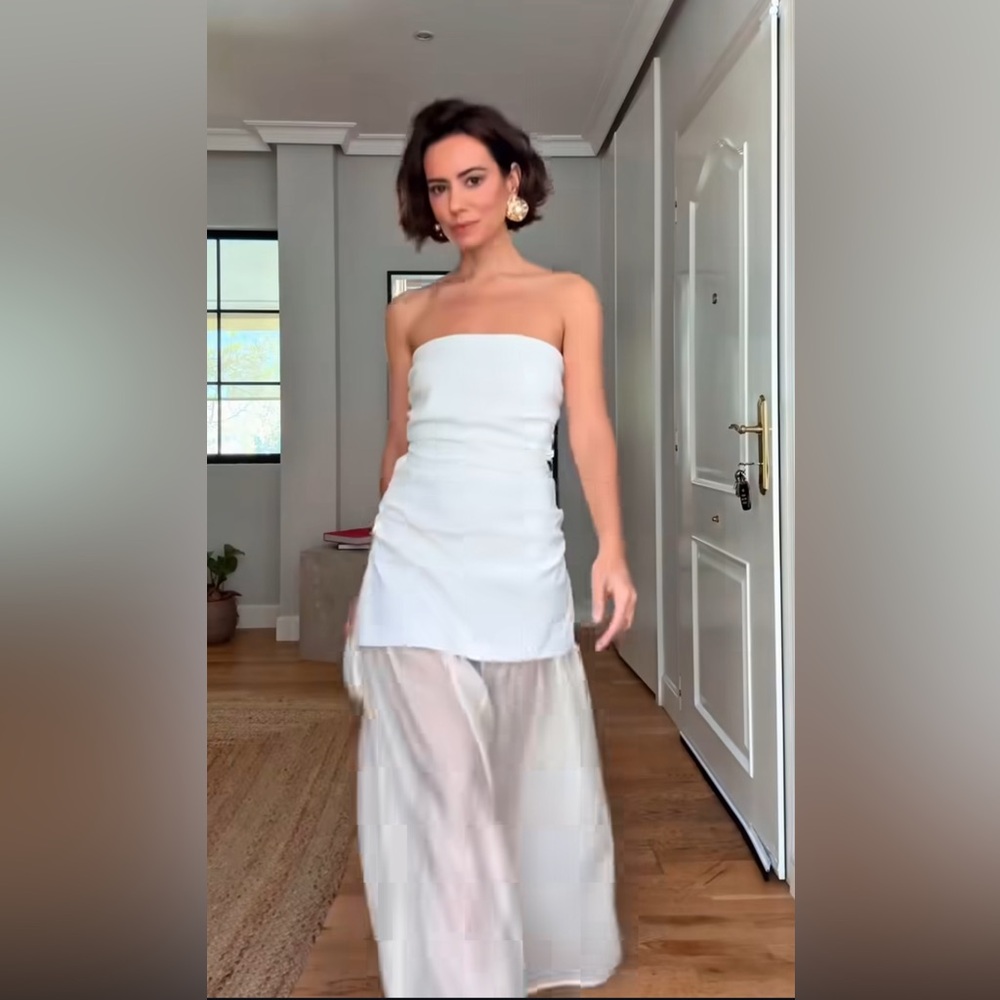 ZARA COMBINATION STRAPLESS MIDI DRESS - Picture 3 of 17